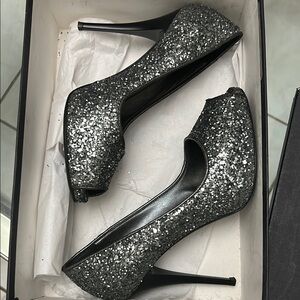 Giuseppe Zanotti Elegant Glitter Peep-Toe Heels Size 6